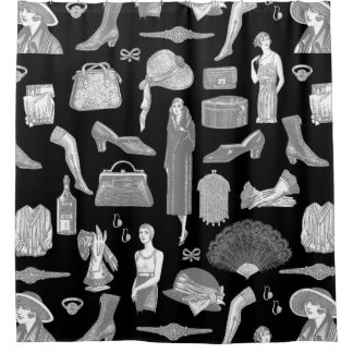 Zwart Grijs Art Deco 1920s Flapper Glamour Vrouwel Douchegordijn