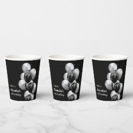 Zwart grijs ballon chic gejuich voor verjaardag papieren bekers