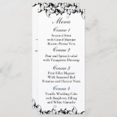 Zwart Grijs Barok bruiloft Menu (Voorkant / Achterkant)
