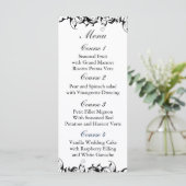 Zwart Grijs Barok bruiloft Menu (Staand voorkant)