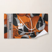Zwart Grijs Basketbal Team Kleuren Atleet Naam Handdoek (Handdoek)