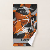 Zwart Grijs Basketbal Team Kleuren Atleet Naam Handdoek (Handdoek)