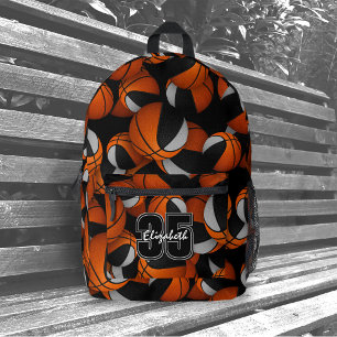 Zwart grijs basketbal team kleuren w jersey nummer bedrukte rugzak