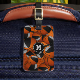 Zwart grijs basketballen patroon team kleuren bagagelabel