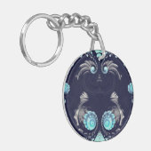 Zwart Grijs Blauw Abstract Fractal ~ Sleutelhanger (Voorkant Links)