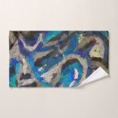 zwart grijs blauw abstract kunst modern schilderij handdoek (Handdoek)