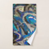 zwart grijs blauw abstract kunst modern schilderij handdoek (Handdoek)