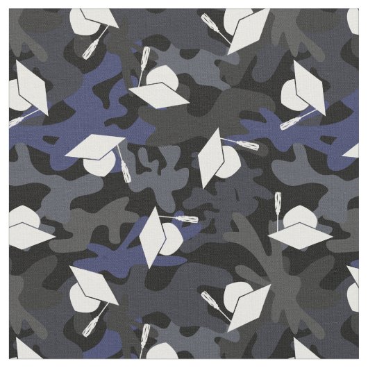 Zwart Grijs Blauw Camo Pattern Afstuderen Stof (Close Up)