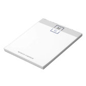 Zwart Grijs Blauw Schoon Manly Monogram & Naam Notitieblok (Linkerzijde)