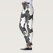 Zwart Grijs Bloemen Bloemen Leggings (Links)