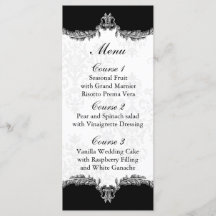 Zwart grijs bruiloft menu