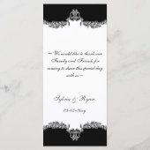 Zwart grijs bruiloft menu (Achterkant)