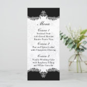 Zwart grijs bruiloft menu (Staand voorkant)