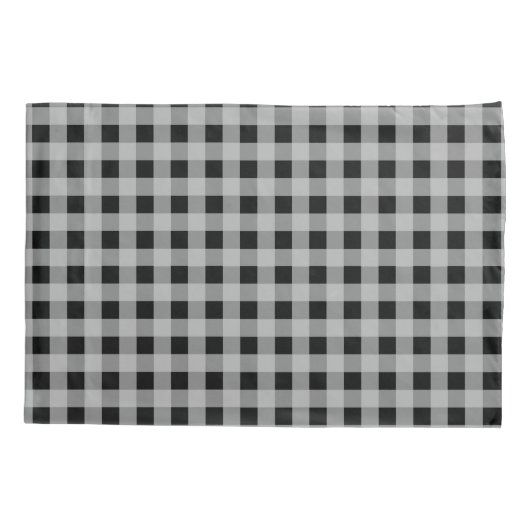 Zwart Grijs Buffalo Plaid Modern Decor Kussensloop (Achterkant)
