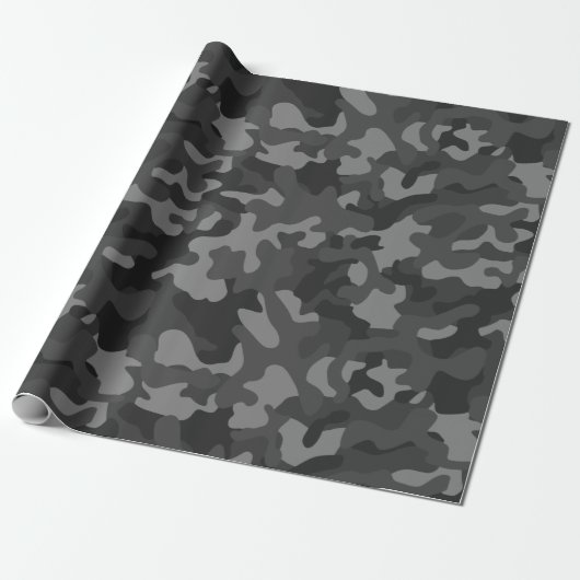 ZWART & GRIJS CAMO CADEAUPAPIER (Uitgerold)