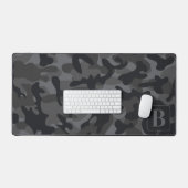 Zwart Grijs Camo Gepersonaliseerde Monogram Camouf Bureaumat (Keyboard & Muis)