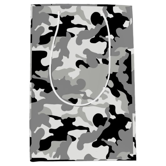 Zwart-grijs Camo Medium Cadeauzakje (Voorkant)