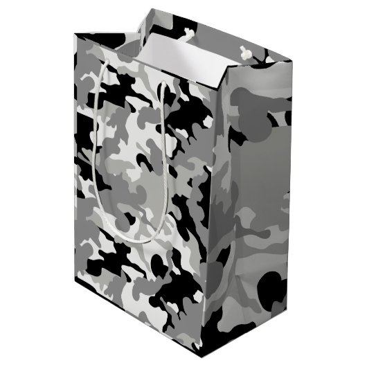 Zwart-grijs Camo Medium Cadeauzakje (Achterkant Gekanteld)