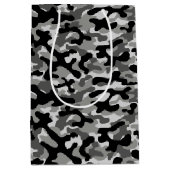Zwart Grijs Camo Patroon Medium Cadeauzakje (Voorkant)