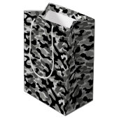 Zwart Grijs Camo Patroon Medium Cadeauzakje (Achterkant Gekanteld)