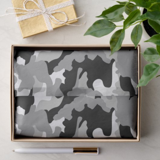 Zwart-grijs Camo Tissuepapier (Geschenk)