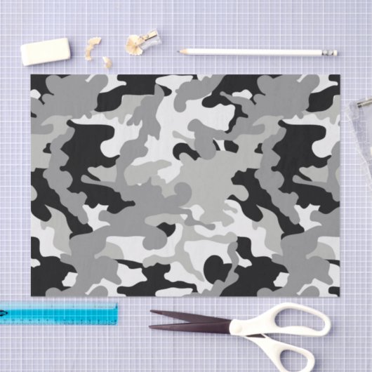 Zwart-grijs Camo Tissuepapier (Craft)