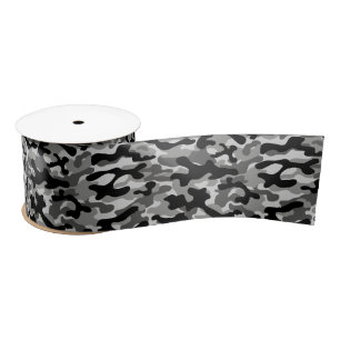 Zwart Grijs Camouflage Satijnen Lint
