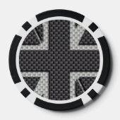 Zwart & Grijs Carbon Fiber UK Flag Union Jack Pokerchips (Achterkant)
