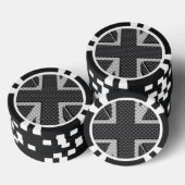 Zwart & Grijs Carbon Fiber UK Flag Union Jack Pokerchips (Opstapeling)
