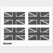 Zwart & Grijs Carbon Fiber UK Flag Union Jack Rechthoekige Sticker (Vel)