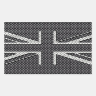 Zwart & Grijs Carbon Fiber UK Flag Union Jack Rechthoekige Sticker