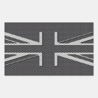Zwart & Grijs Carbon Fiber UK Flag Union Jack Rechthoekige Sticker