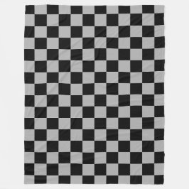 Zwart + Grijs Check Checkerboard Patroon Fleece Deken