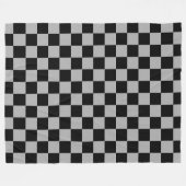 Zwart + Grijs Check Checkerboard Patroon Fleece Deken (Voorkant (Horizontaal))