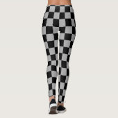 Zwart + Grijs Check Checkerboard Patroon Leggings (Achterkant)