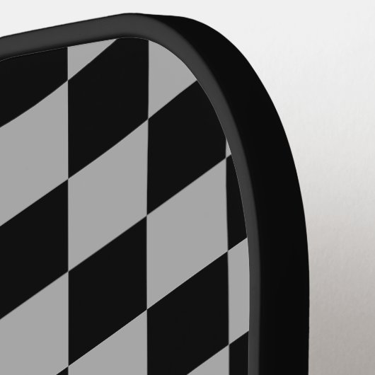 Zwart + Grijs Check Checkerboard Patroon Pickleball Paddle (Links Detail)