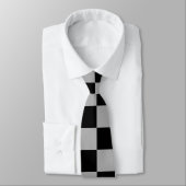 Zwart + Grijs Check Checkerboard Patroon Stropdas (Gebonden)