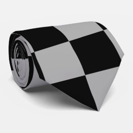 Zwart + Grijs Check Checkerboard Patroon Stropdas