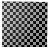 Zwart + Grijs Check Checkerboard Patroon Tegeltje (Voorkant)