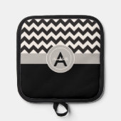 Zwart Grijs Chevron Pannenlap (Voorkant)