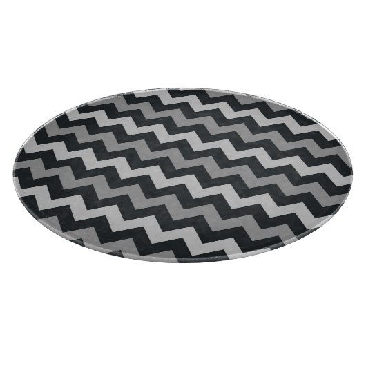 Zwart grijs chevron patroon glas snijplank (Hoek)