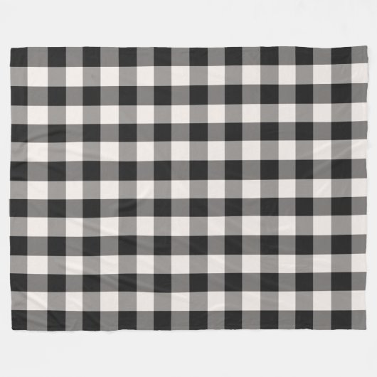 Zwart, Grijs, Crème Buffel Check Fleece Deken (Voorkant (Horizontaal))