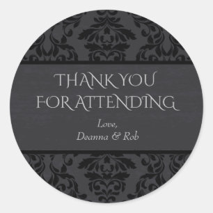 Zwart & Grijs Damask Dank u Stickers