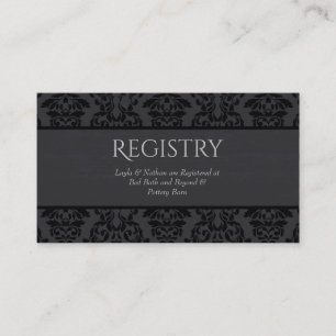 Zwart & Grijs Damask Wedding Registry Kaart