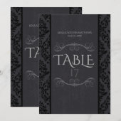 Zwart & Grijs Damast Tafel Nummer Kaarten (Voorkant / Achterkant)