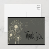 Zwart & Grijs Dank u Paardebloem Bloemen Post Kaar Briefkaart (Voorkant / Achterkant)