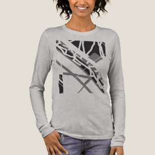 Zwart Grijs Diagonaal Vormt Abstract Art Design Tri-Blend Shirt