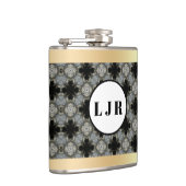 Zwart & Grijs Diamantpatroon Vinyl Verpakte Kolf Heupfles (Rechts)