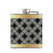 Zwart & Grijs Diamantpatroon Vinyl Verpakte Kolf Heupfles (Achterkant)