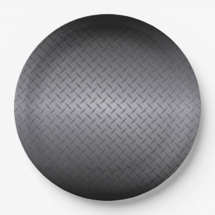 Zwart-grijs Diamondplate Steel Kijk Kunst Papieren Bordje